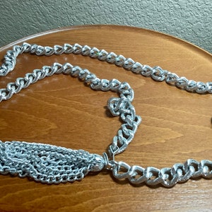 Silver Chain Rope Belt with Tassel | 34” long | Great condition