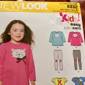 New Look 6332, Girls Top and Leggings pattern, uncut, size 1/2 to 4