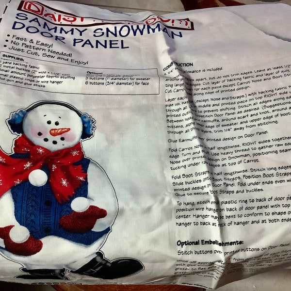 Daisy Kingdom Sammy Snowman Door Panel Cotton Fabric | 1 yards by 45” wide | Excellent condition