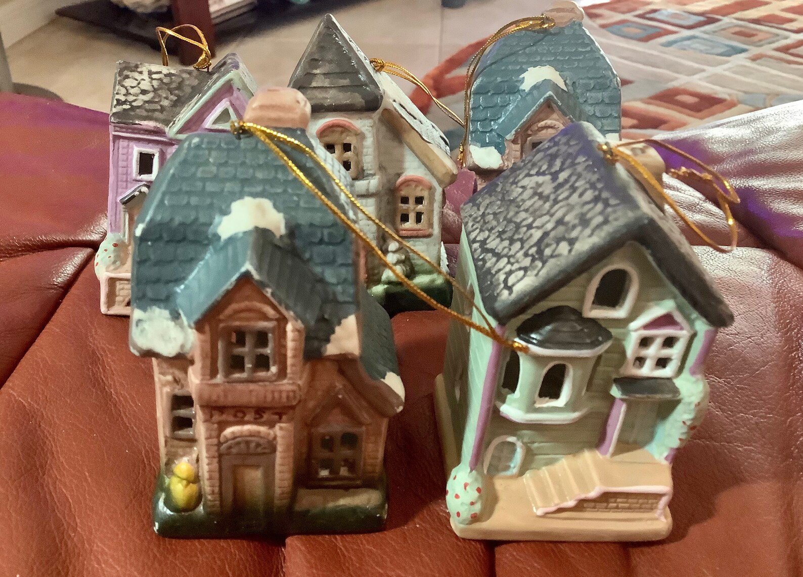 Vintage Porcelain Ornament Houses Set of 5 3.5 Tall 2 Etsy