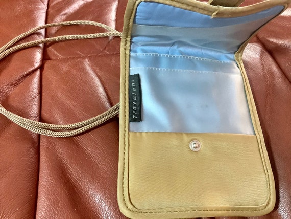 Vintage Travelon Crossbody Travel Purse Satchel Purse Polyester Fabric Beige with Blue Lining 5 x 4 closed Etsy