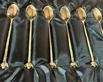 Demitasse Spoons Gift Set | Goldtone | Set of 6 spoons | nice condition as pictured