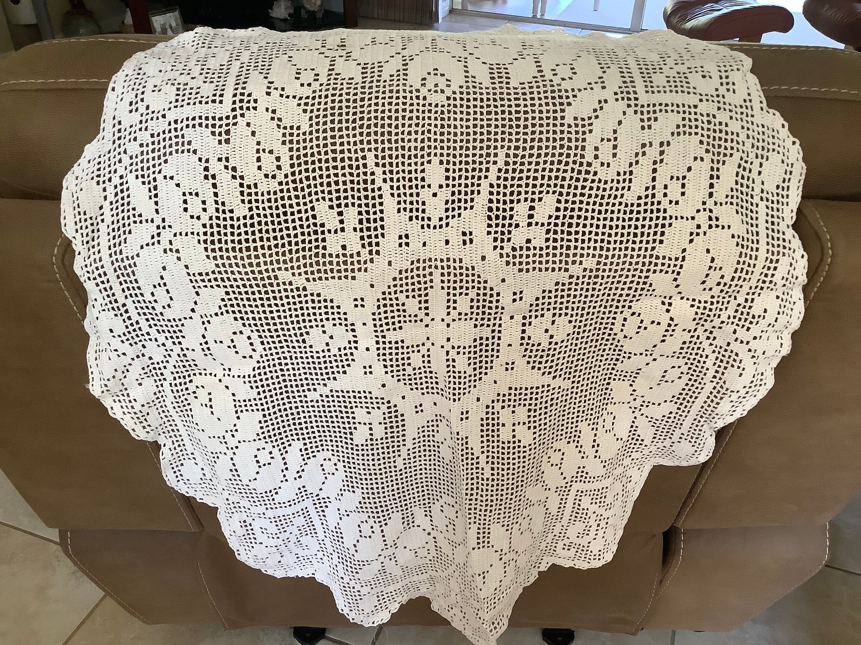 yukollectionドイリー Vintage Crochet Cotton Doily White | 24” by 30” | Cotton