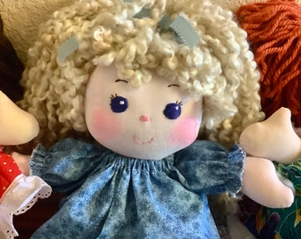 Blond Hair Blue Eyes Fabric Doll, Sew Sweet Lisa Doll, Child Friendly, 13 inches tall