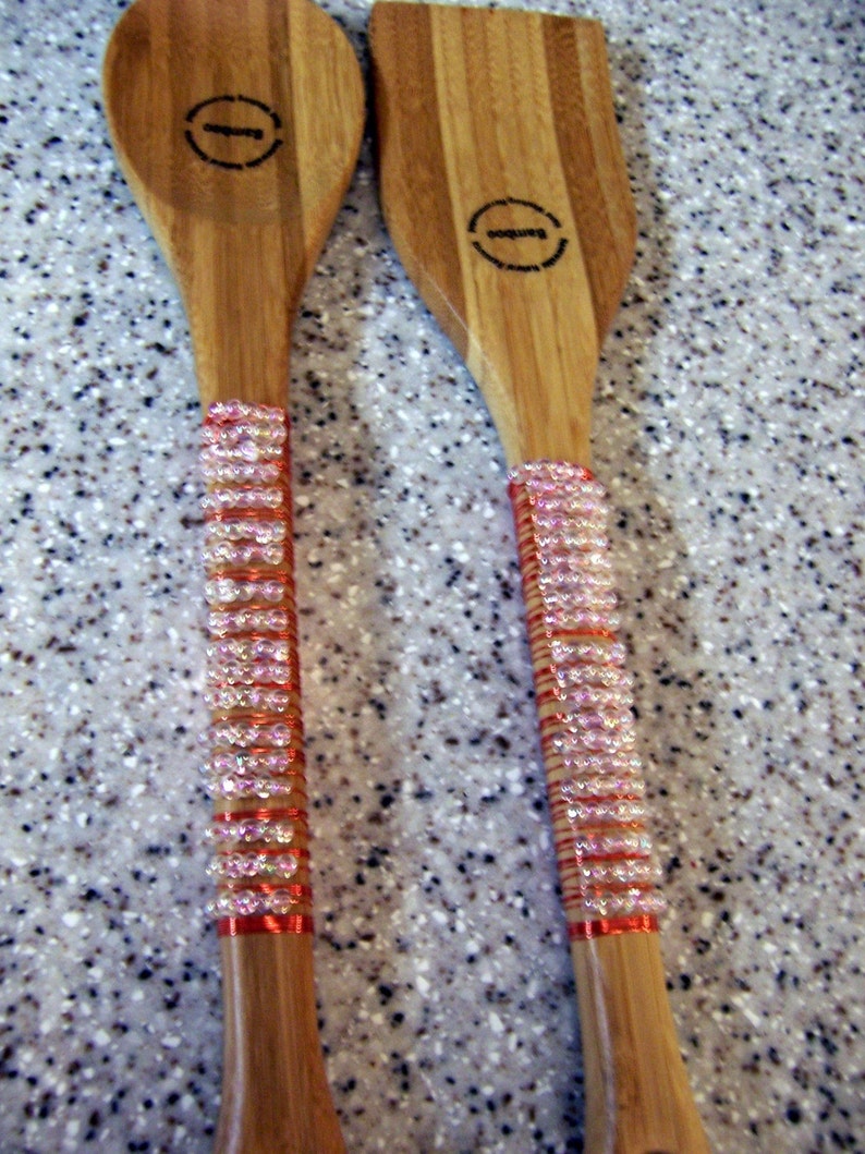 Bamboo Wood Serving Salad Servers Kitchen Utencils Serving Pieces image 2