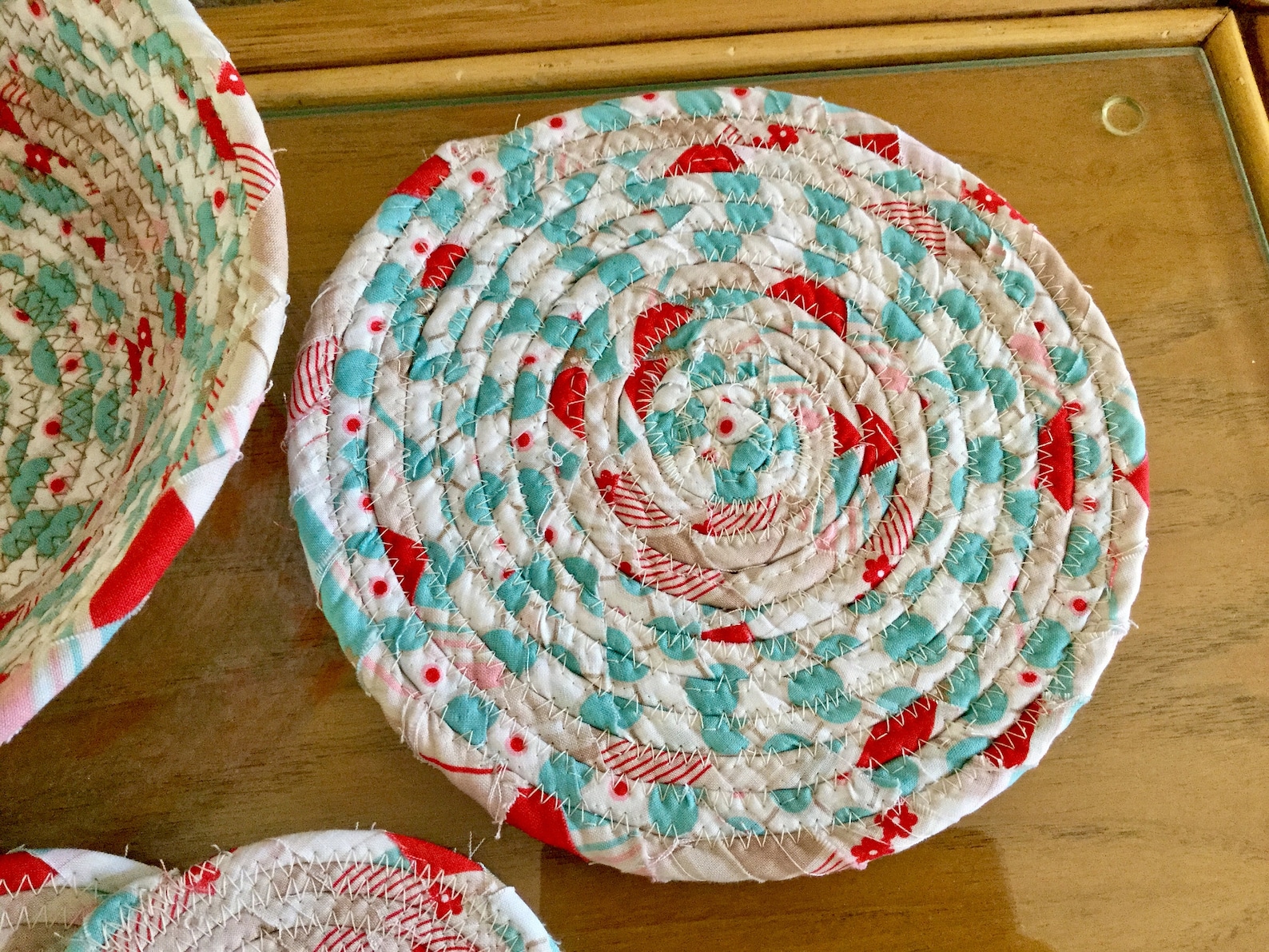 Coiled Fabric Coasters Mat and Bowl Set Trivet Mug Rug Etsy