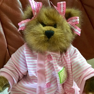 Vintage Minky Baby Girl Bear | Soft and Cuddly, 12”  tall, Excellent Condition