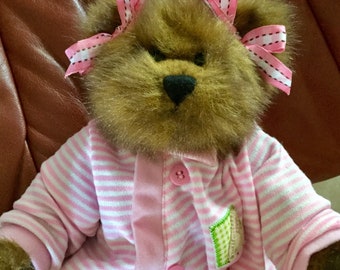 Vintage Minky Baby Girl Bear | Soft and Cuddly, 12”  tall, Excellent Condition