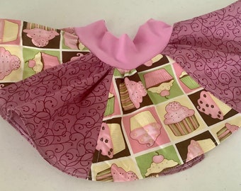 Skirt Size 6-9 Month Old Cotton Cupcake Print Child Twirly Skirt | See size chart | Soft Knit Waist - Crisp Cotton Fabric | Ready to ship