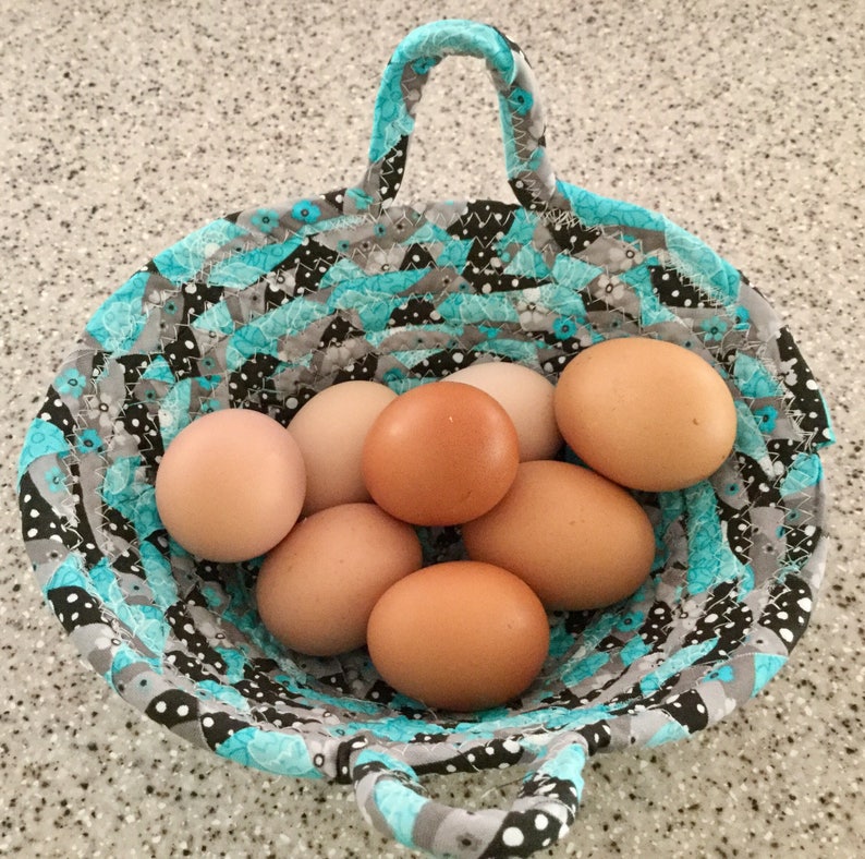Handmade Chicken Egg Collecting Basket Coiled Fabric Cotton Etsy