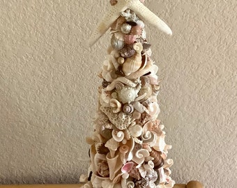 Sea Shell Art Tree Home Decoration | 22 inches tall by 7” wide | Shells collected by me