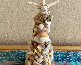 Sea Shell Art Tree Home Decoration | 10 inches tall | Shells collected by me