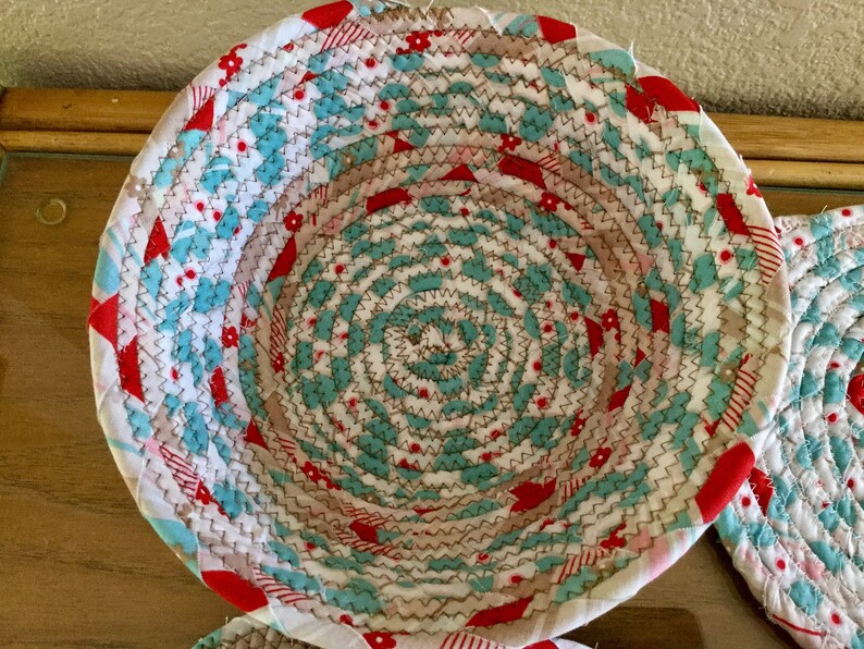 Coiled Fabric Coasters Mat and Bowl Set Trivet Mug Rug Etsy