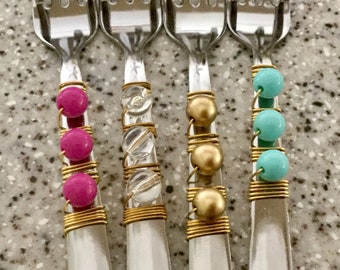 Funky Florida Finger Forks - Gold, Clear,Turquoise, set of 3 - Pink has been sold