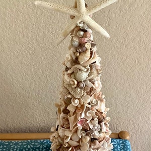 Sea Shell Art Tree Home Decoration 22 inches tall by 7 wide Shells collected by me image 6