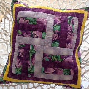 Quilted  Pillow - 16 inch -  All Cotton - Strip Quilted