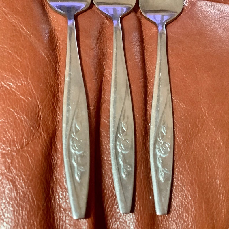 Gracious Rose Stainless Steel Flatware Salad Forks from Tiawan 3 Pieces as pictured