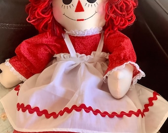 25 inch OUTFIT Raggedy Ann Doll Handmade Outfit | Ready to ship! | Red dress, apron, bloomers | Can be personalized