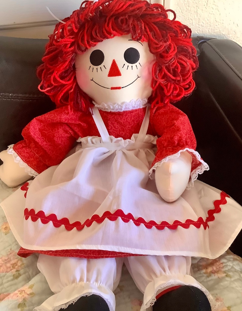 25 inch OUTFIT Raggedy Ann Doll Handmade Outfit Ready to ship Red dress, apron, bloomers Can be personalized image 1