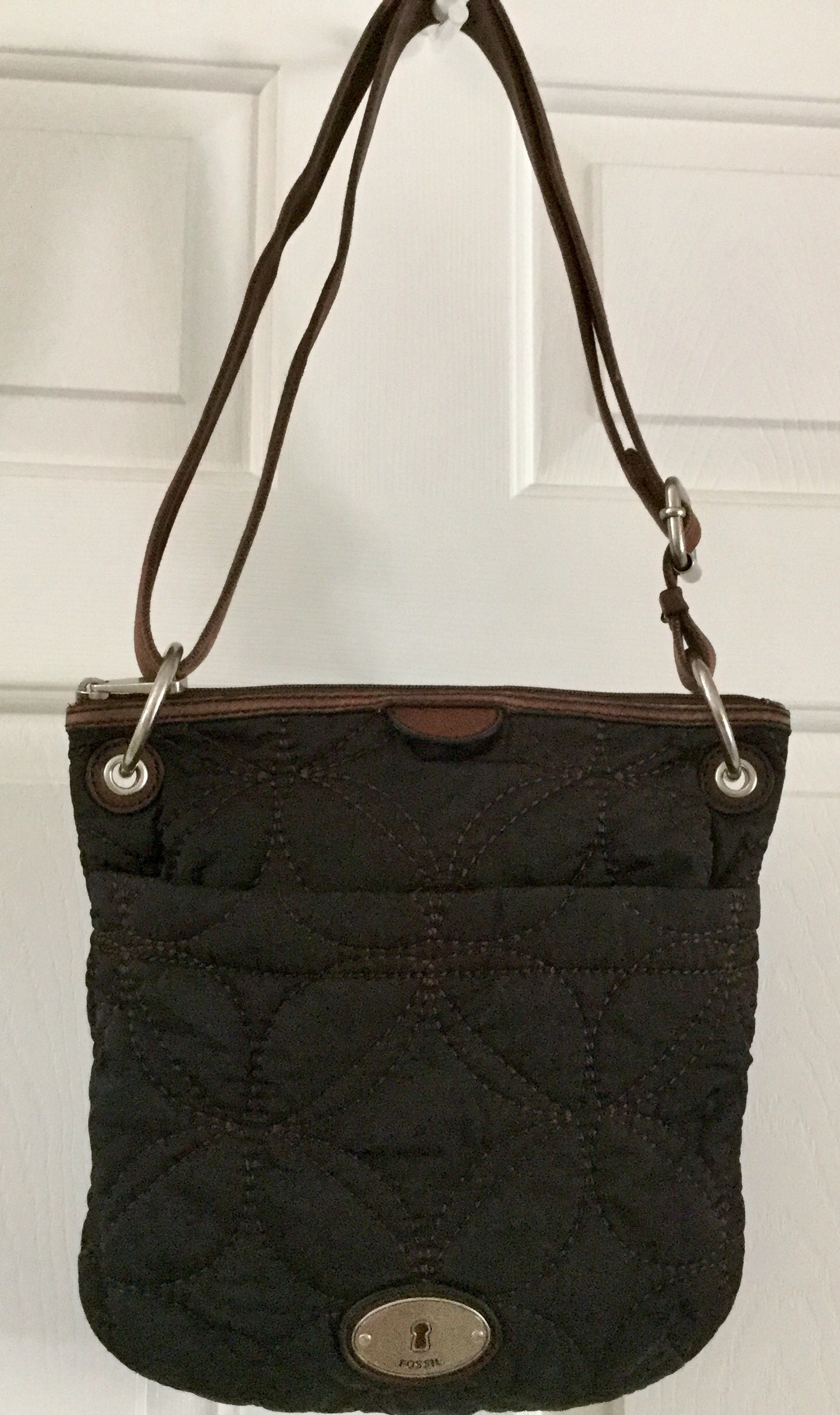 Fossil Key-Per Coated Canvas & Leather Floral Crossbody Bag ZB5060