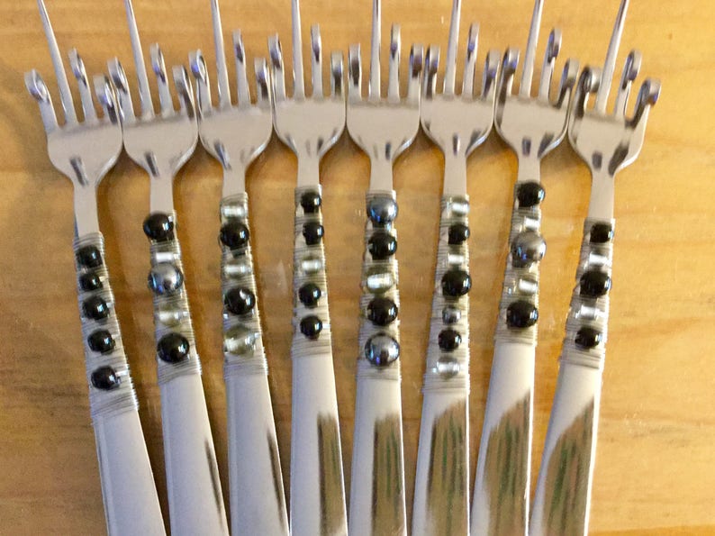 Flatware Funky Florida Finger Forks Black Smoke Gray Etsy