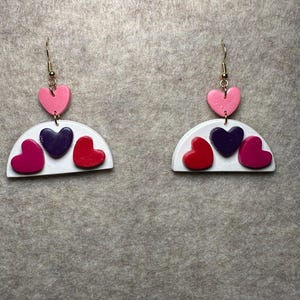 Valentine Heart Earrings - Red/Purple/Magenta & Pink