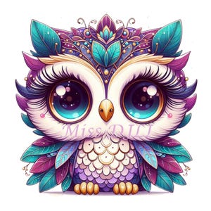 Schattige uil aquarel clipart, grillige dierenkunst voor kinderkamer, cadeau-idee voor wijsheid, veel geluk en bescherming, afdrukbaar voor commercieel gebruik