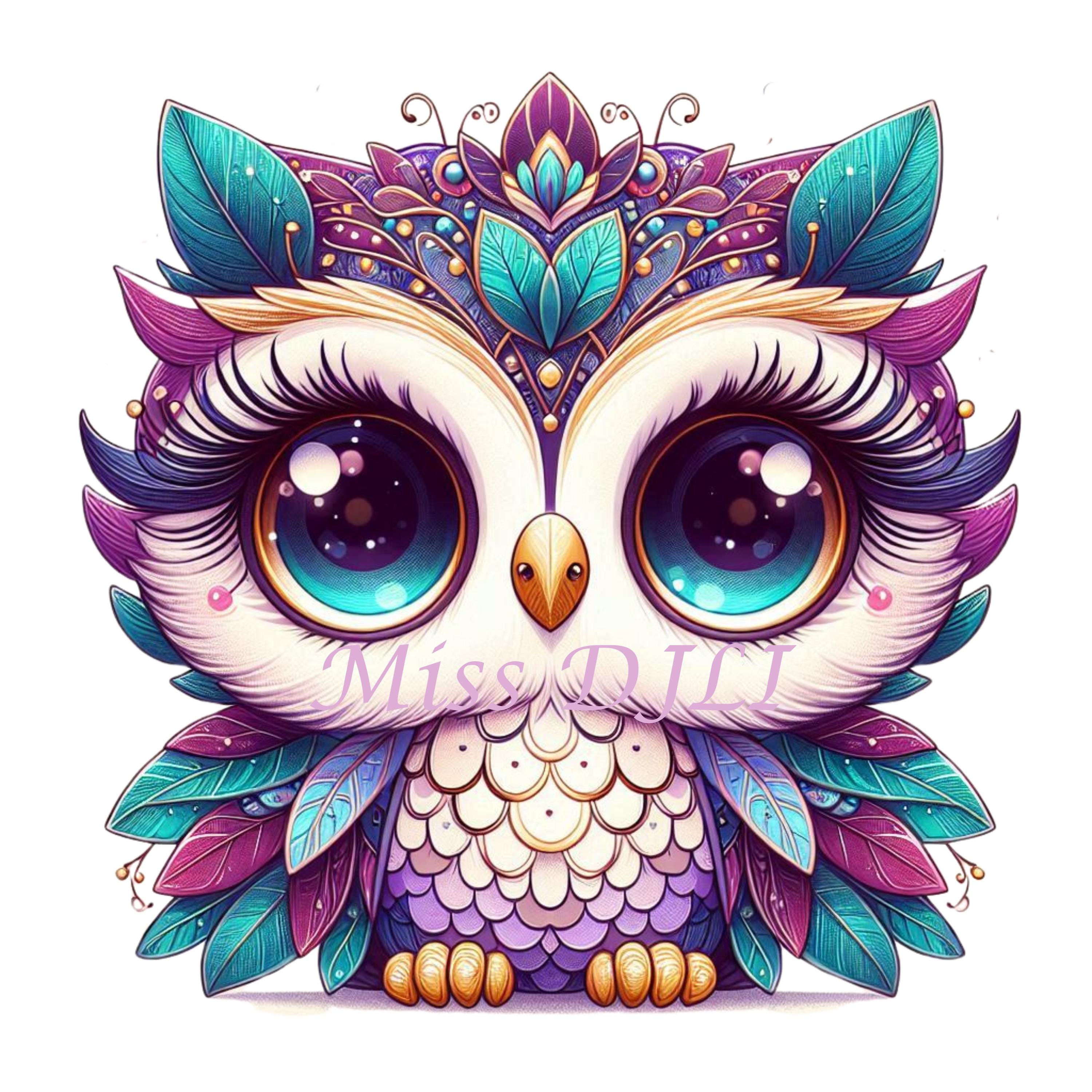 Cute Owl Watercolor Clipart,Whimsical Animal Art for Kids' Room, Gift Idea for Wisdom, Good luck