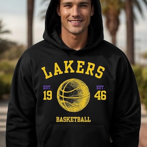 Vintage LA Lakers Hoodie: Unisex Retro Basketball Sweatshirt