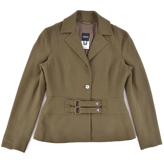 Versus Versace, Versus Versace Vintage Khaki Cotton Wool Blazer Jacket Womens 32 / 46 / US ~8-10