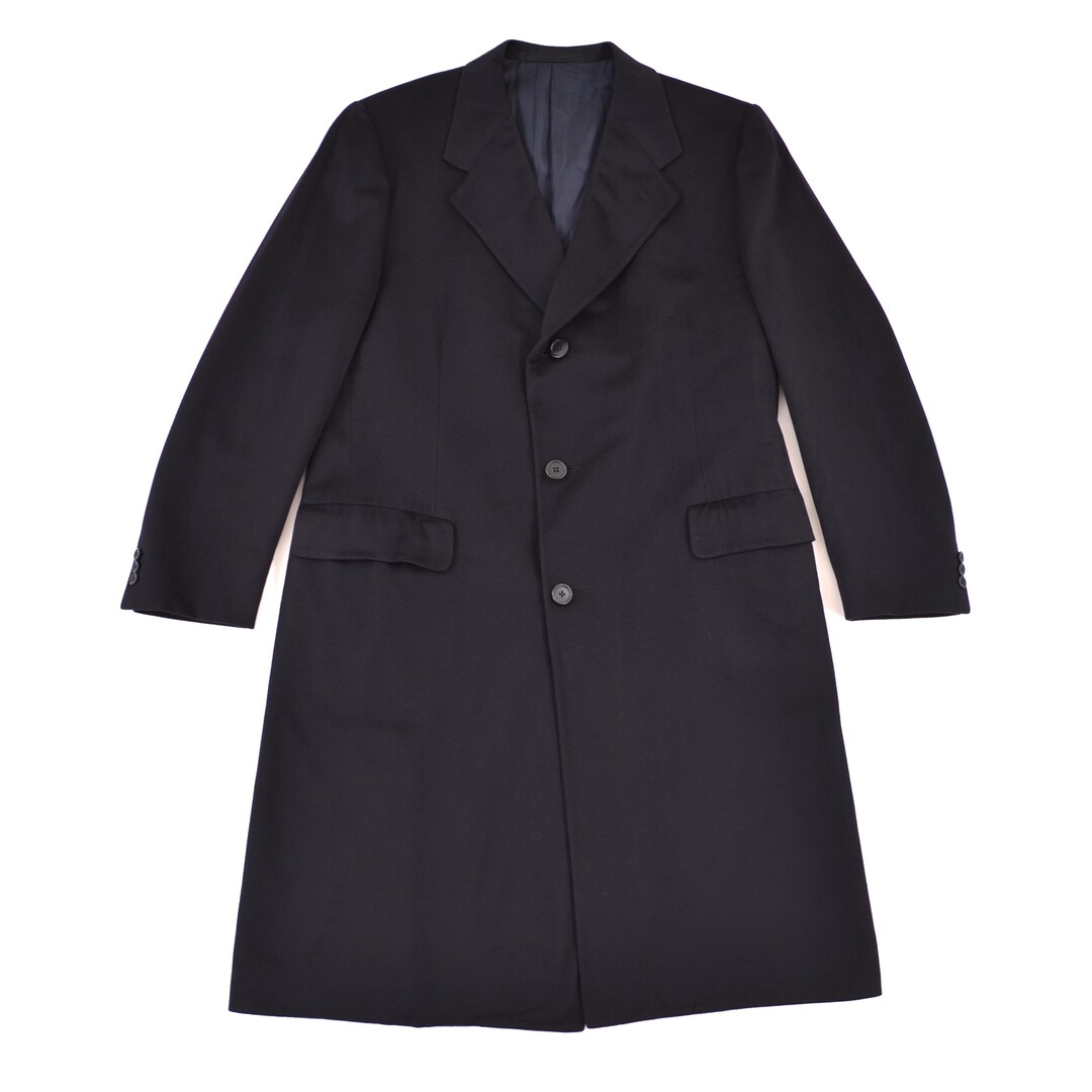ジャケット・アウター vintage cashmere double long coat Simon Ackerman 90% Cashmere Vintage Dark-blue Coat Jacket
