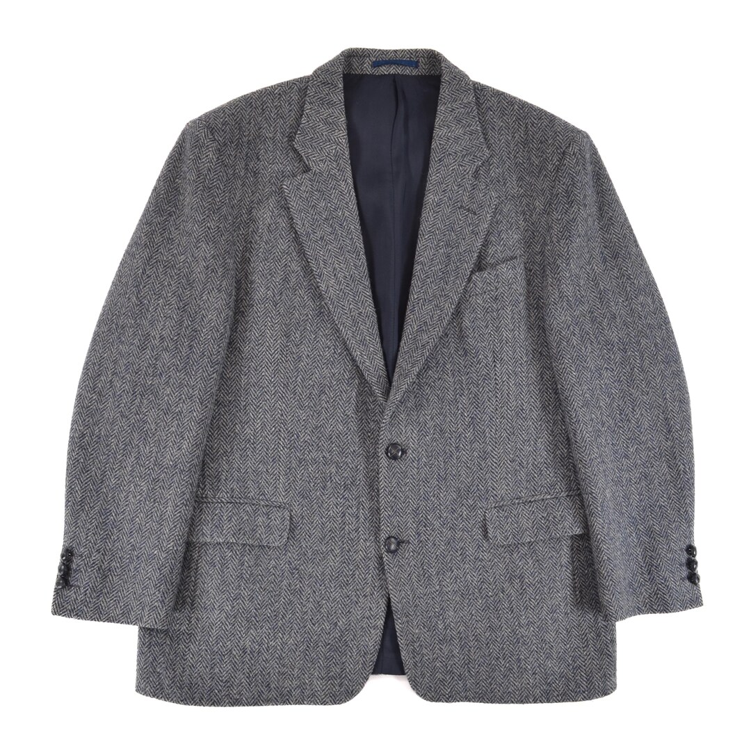 Harris Tweed Kilmaine Herringbone Gray-blue Wool Blazer Jacket