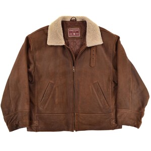 Andrew Marc Vintage Brown Leather Pilot Bomber Jacket Mens sz L