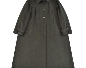 Vintage Loden Wool Long Coat: Austrian Tirol Green Overcoat by