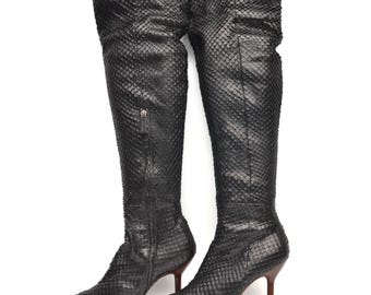 Botas altas hasta la rodilla Gucci Tom Ford Vintage de los 90, de piel de pitón y serpiente, para mujer, talla EU 38 / US~7.5