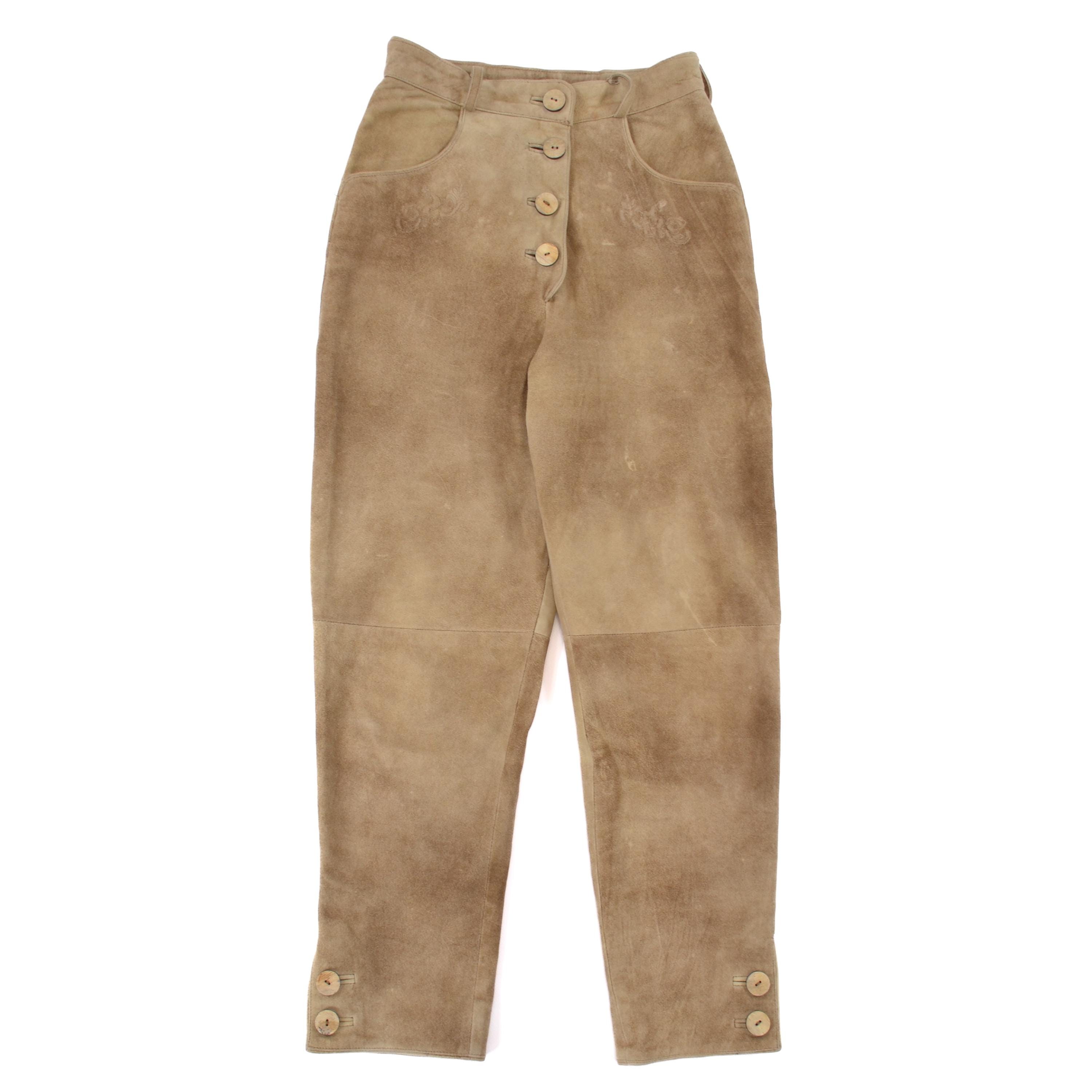 Alt Salzburg Trachten Austrian Tyrol Tan-Beige Leather Pants Womens 36 / S / US W26