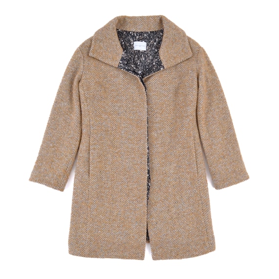 Ballantyne, Ballantyne 1921 Beige-Tan Wool Herringbone Coat Jacket Womens sz IT 42 / US 6 / EUR S