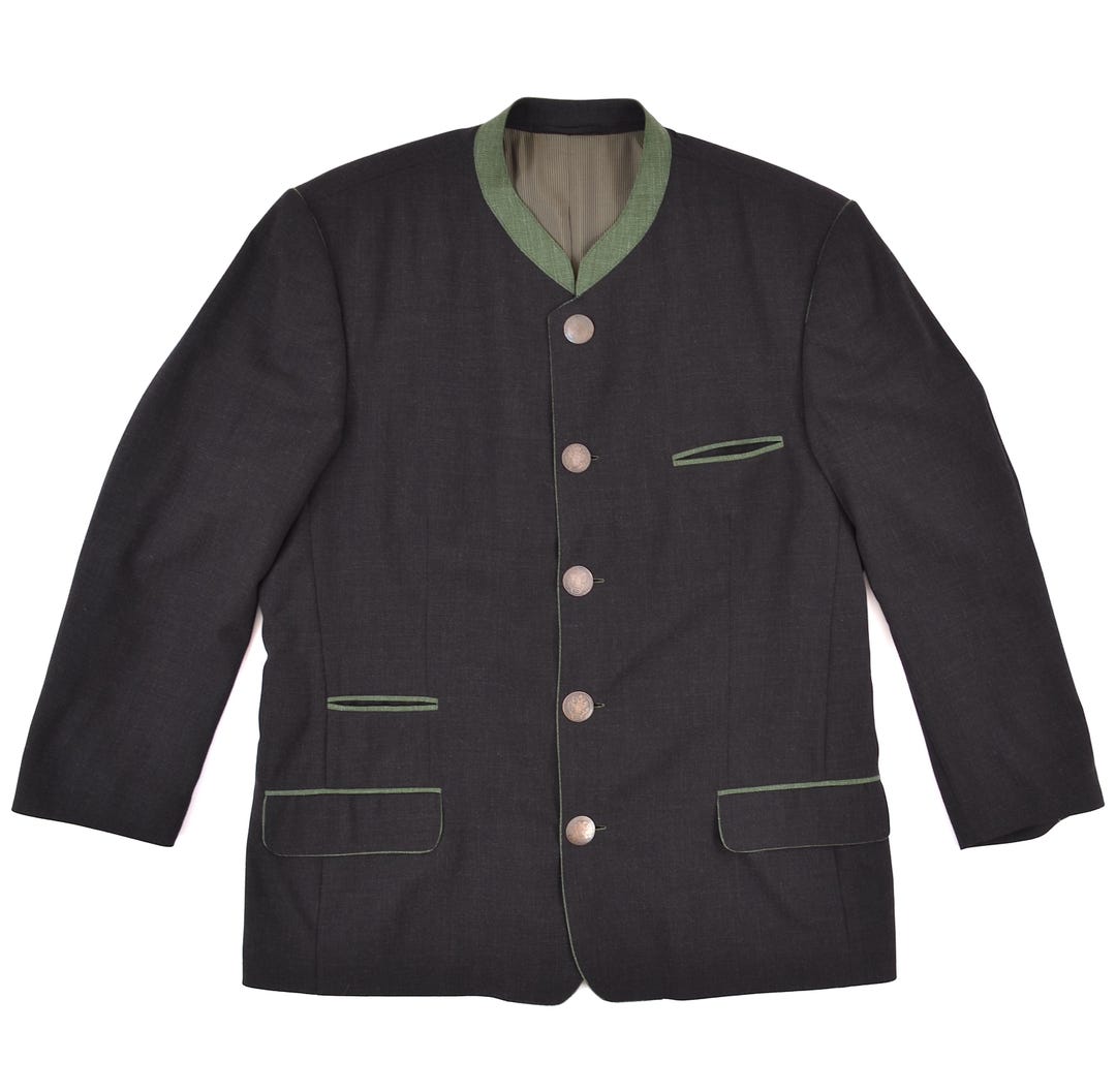 Veste Vintage Homme Style Trachten/Oktoberfest - Laine Verte - Taille 40 - Occasion TBE