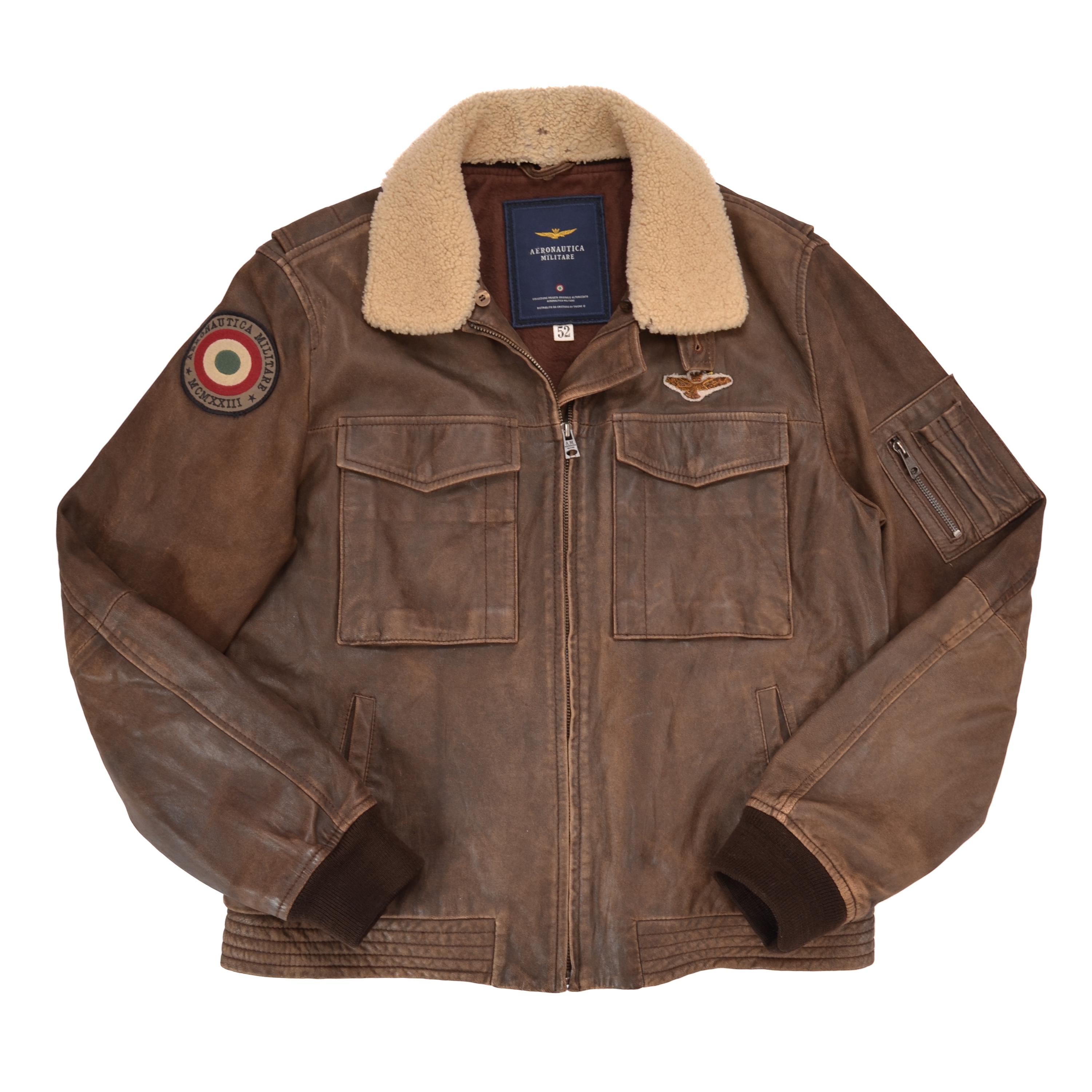Aeronautica Militare Giubbotto bomber da pilota in pelle marrone