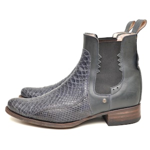 Sendra Blue Python Western Cowboy Chelsea Boots Mens EUR 43 / US 9.5 / UK 9