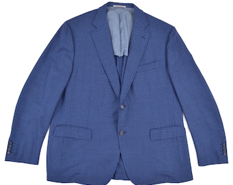 Ravazzolo Hand Tailored Italy Blue Check Plaid Blazer Jacket Mens sz EUR 58 / US 48 / XXL