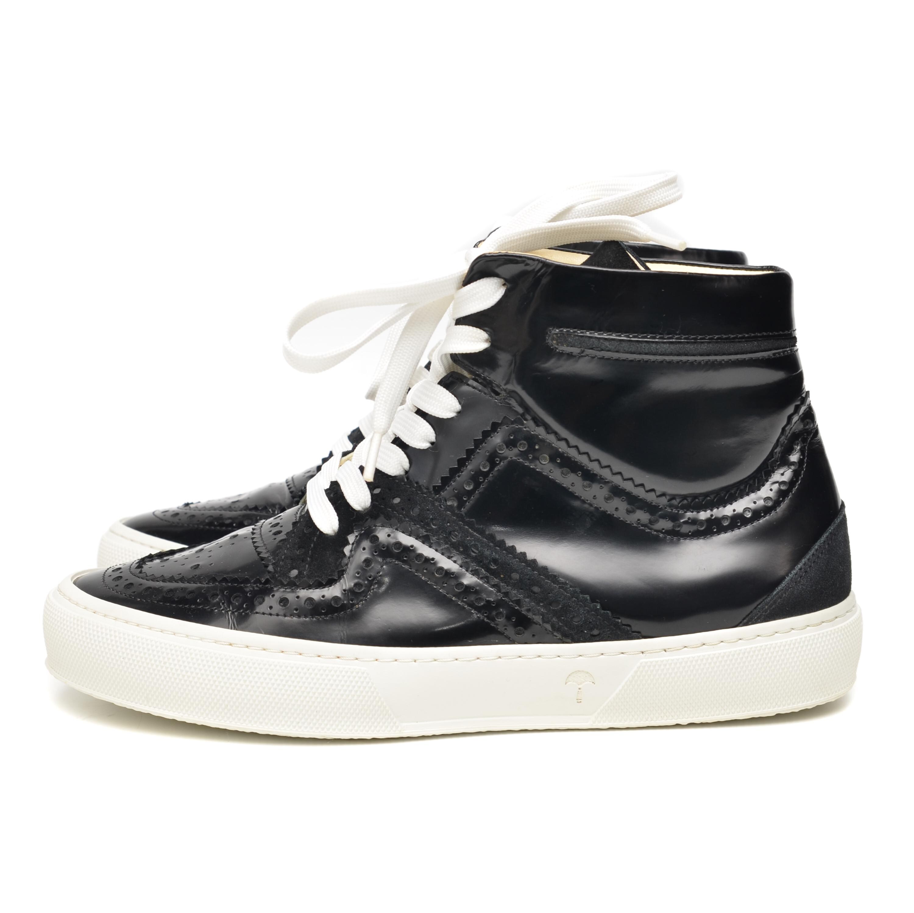 Robert Clergerie Paris ブラック レザー ウィングチップ ハイトップ 