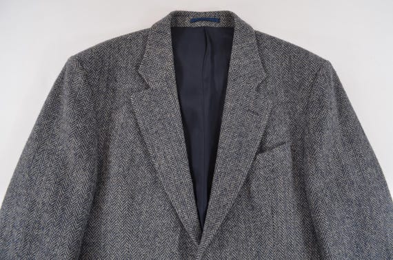 Harris Tweed Kilmaine Herringbone Gray-blue Wool Blazer Jacket