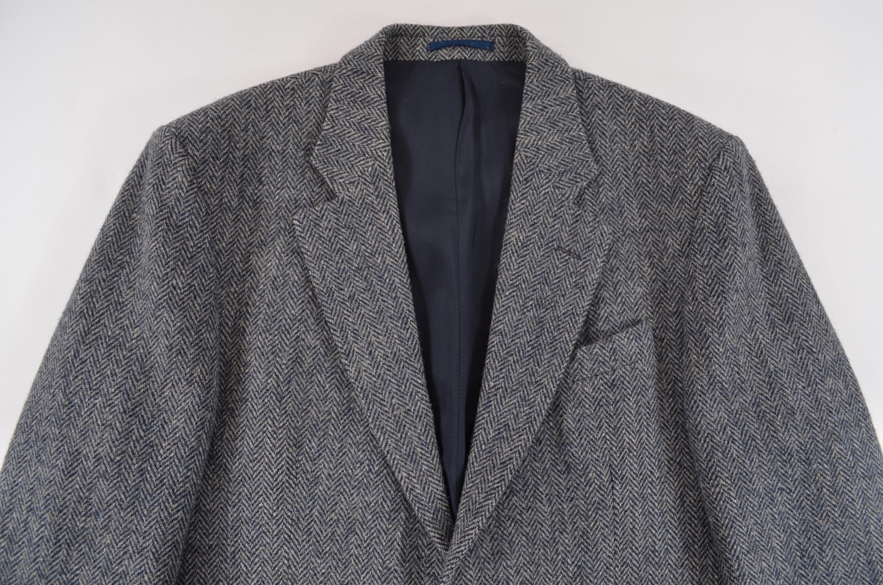 Harris Tweed Kilmaine Herringbone Gray-blue Wool Blazer Jacket