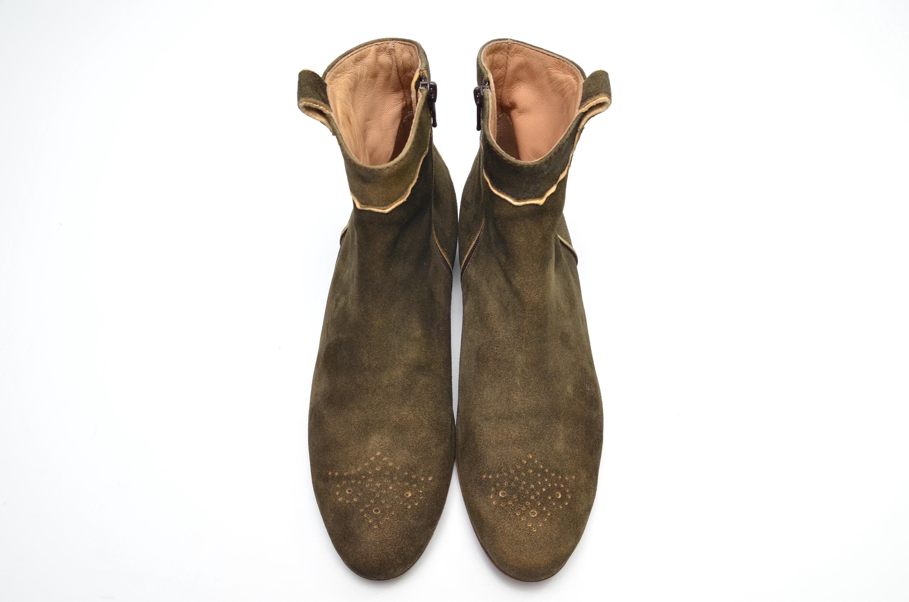 Dirndl + Bua Khaki Suede Leather Trachten Austrian Bavarian 