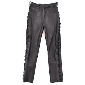 Hein Gericke Laced Side Legs Black Leather Motorcycle Biker