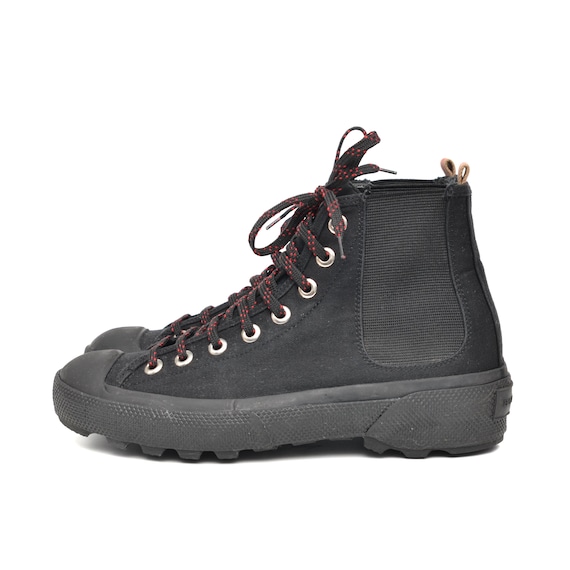 Burberry Black Red Canvas Rubber High-top Sneakers Shoes 
