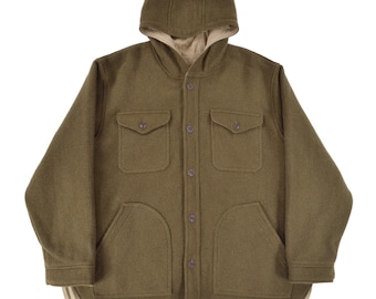 Filson Snohomish Reversible Olive Hooded Wool / Cotton Jacket Mens sz XXL