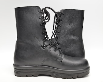 Minerva Bally Swiss Army Combat Boots Black Leather Mens Sz  display picture 1