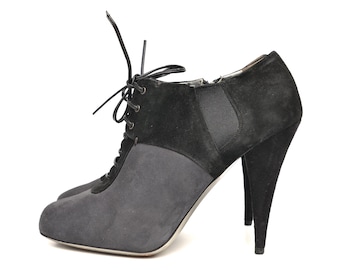 Miu Miu Black Gray Suede Heels Sandal Shoes Womens sz EUR 39 / US 9